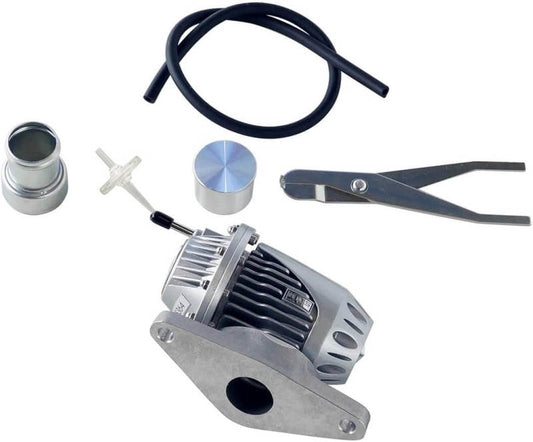 HKS SSQV4 turbocharger blow off valve for Subaru WRX 2002-2007, shown in close-up detail on a blue background.