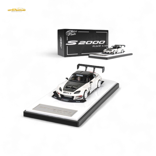 Metallic white Honda S2000 Microturbo diecast model in 1:64 scale, detailed Honda sports car by Lot57Supplies Diecast Shop