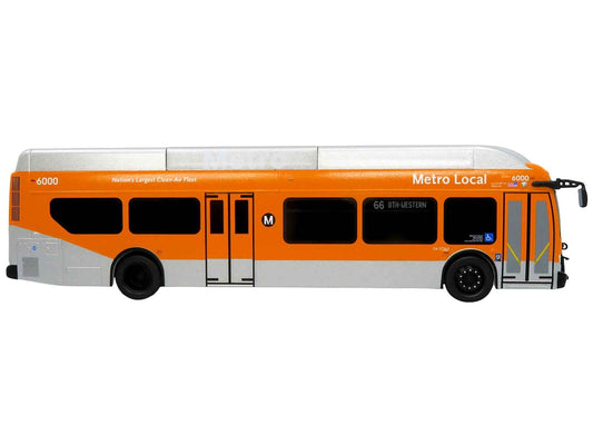 New Flyer Xcelsior Transit Bus Bank "Los Angeles Metro" Orange and Silver "The Bus & Motorcoach Collection" Limited Edition to 504 Pieces Worldwide 1/43 Model by Iconic Replicas