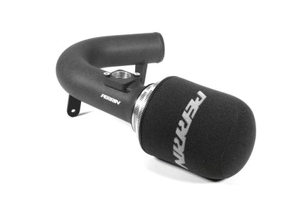 Black Perrin cold air intake for 2022-2025 Subaru WRX, JDMuscle performance intake system installed in a vehicle.