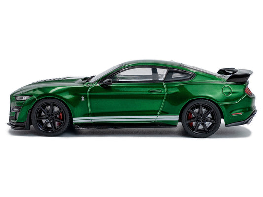 2020 Ford Mustang Shelby GT500 Fast Track Eruption Green Metallic with White Stripes 1/43 Diecast Model Car by Solido