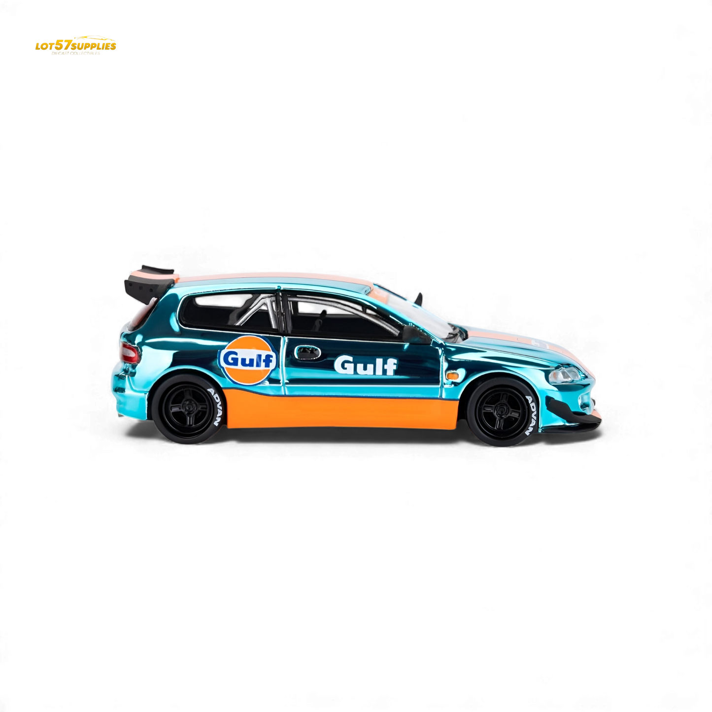 Pre-order ET Model Honda Civic EG6 Rocket Bunny diecast car in Gulf livery, 1:64 scale, detailed model from Lot57Supplies Diecast Shop