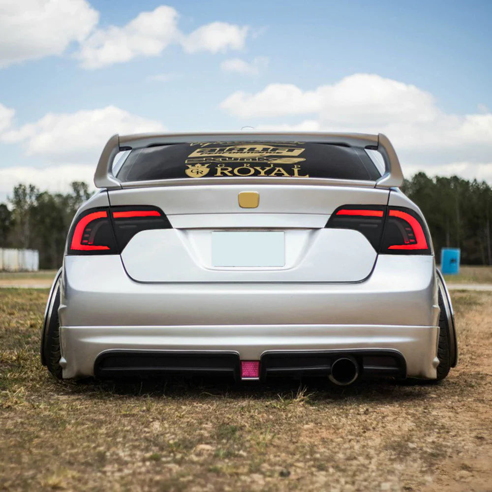 NTXGlow LED tail lights for Honda Civic Sedan 2006-2011 with clear lens, featuring multiple LED bulbs and a sleek design.