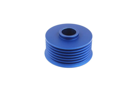 Blue PERRIN alternator pulley for 2022-2025 Subaru WRX, JDMuscle brand, featuring detailed design and branding on the pulley.