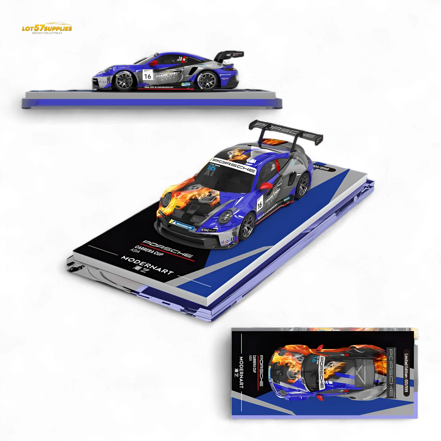 Modernart Porsche 911 GT3 Carrera Cup Asia Masters #16 1:64 - Evergreen Kings