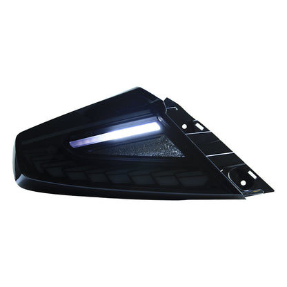 OLM Phantom-Spec LED taillights with smoke lens and white optic for 2022+ Subaru WRX, showing sleek taillight design and smoked lens.