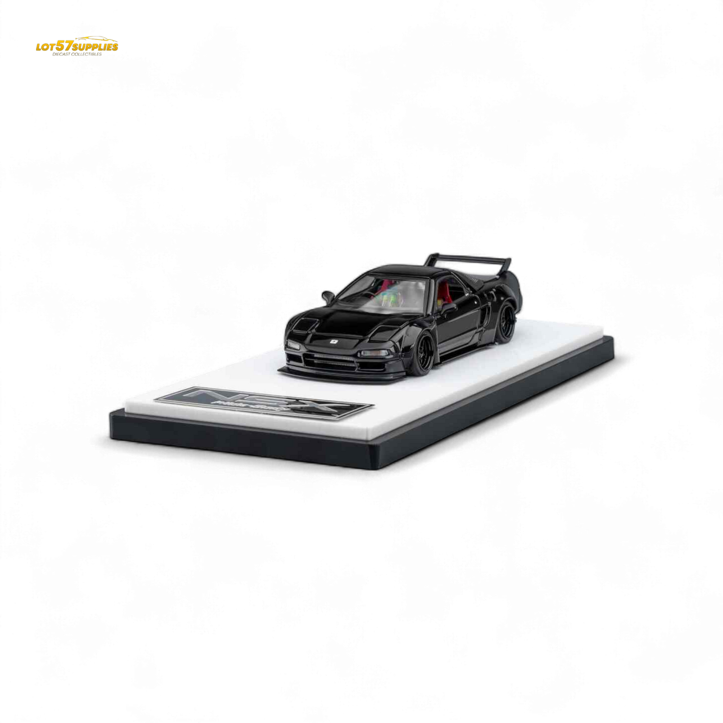 Gloss black Honda Microturbo NSX-R WideBody diecast model car, 1:64 scale, detailed miniature from Lot57Supplies Diecast Shop.