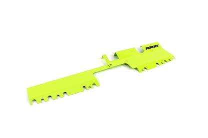 Neon yellow Perrin radiator shroud with OEM intake scoop for 2015-2021 Subaru WRX/STI, JDMuscle performance automotive part.