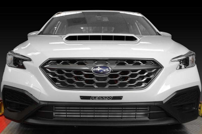 Black license plate delete for 2022-2025 Subaru WRX by Perrin, designed by JDMuscle, showcasing a sleek, seamless appearance.