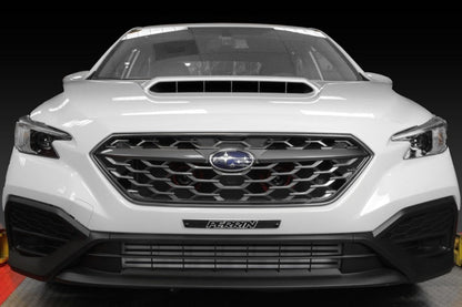Black license plate delete for 2022-2025 Subaru WRX by Perrin, designed by JDMuscle, showcasing a sleek, seamless appearance.
