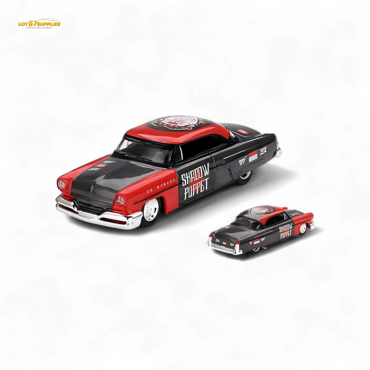 Mini-GT 1954 Lincoln Capri Hot Rod Shadow Puppet 1:64 - Evergreen Kings