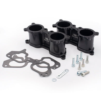 BLOX Racing 5-Axis TGV Delete Kit for Subaru WRX, STI, Legacy, and Forester EJ20/EJ25 intake manifold, showing components and hardware