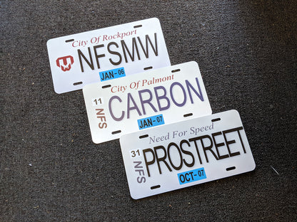 Illumaesthetic Need For Speed replica license plate with bold lettering and design, perfect for car enthusiasts.