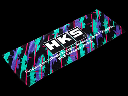 FR SPORT HKS Super Racing Oil Pattern Cotton Towel, 42cm x 120cm, with bold oil pattern design for automotive enthusiasts