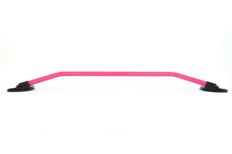 JDMuscle Perrin front strut tower bar for 08-21 Subaru WRX/STI in vibrant hyper pink, enhancing suspension stability and style.