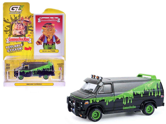 1983 GMC Vandura Van Gray Metallic and Black with Green Slime Graphics "Petey Da Fool" "Garbage Pail Kids" Series 8 1/64 Diecast Model Car by Greenlight