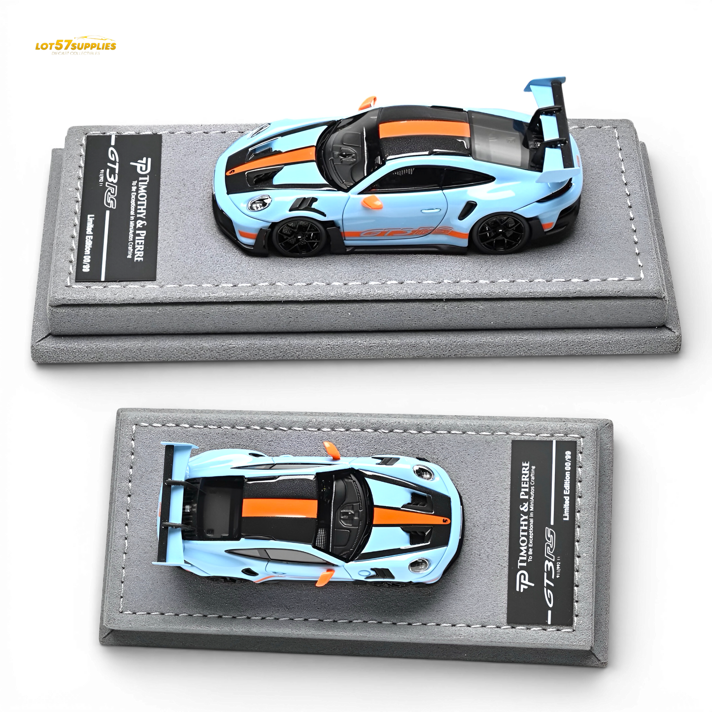Pre-order TP Porsche 911 992 GT3 RS Gulf diecast model by Lot57Supplies, detailed 1:64 scale Porsche collectible.