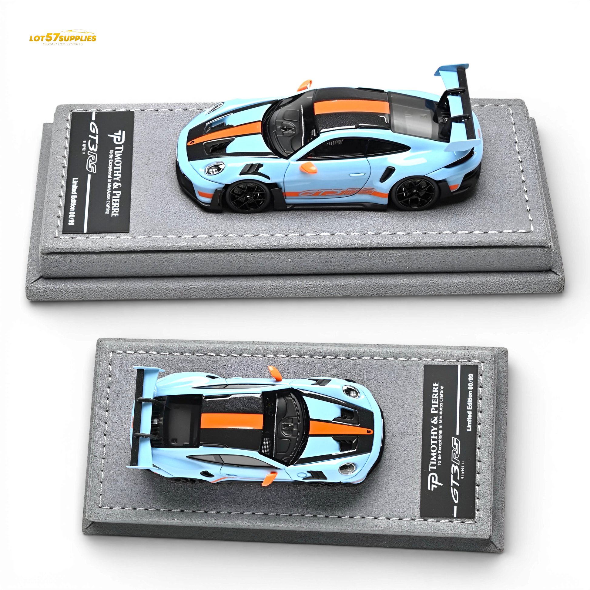 Pre-order TP Porsche 911 992 GT3 RS Gulf diecast model by Lot57Supplies, detailed 1:64 scale Porsche collectible.