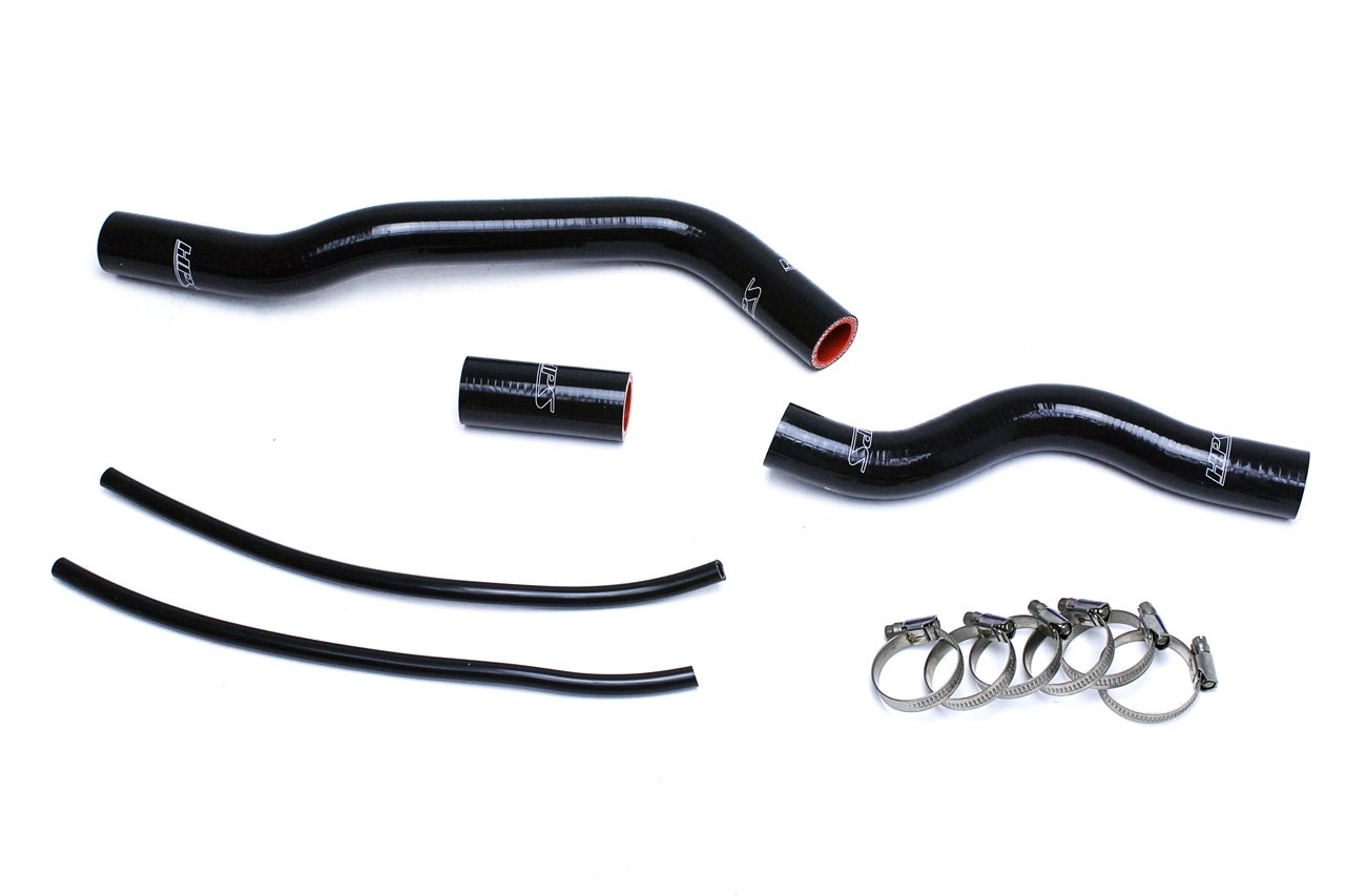 FR SPORT silicone radiator coolant hose kit for Honda Civic 1.7L MT, black hoses with smooth silicone finish.