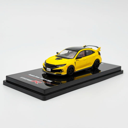 Yellow INNO64 Honda Civic Type-R FK8 diecast model car, detailed 1:64 scale replica from Lot57Supplies Diecast Shop.