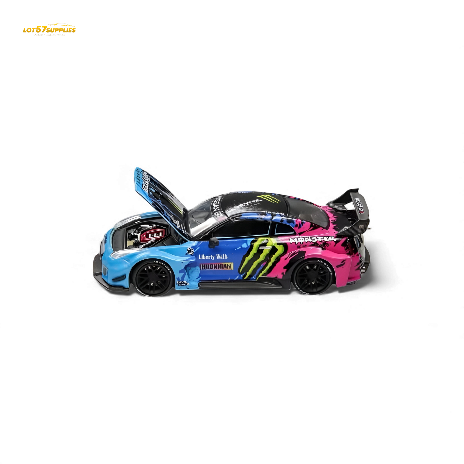 Nissan GT-R R35 diecast model with Demon King Auto LBWK Monster Livery, 1:64 scale, detailed replica by Lot57Supplies Diecast Shop