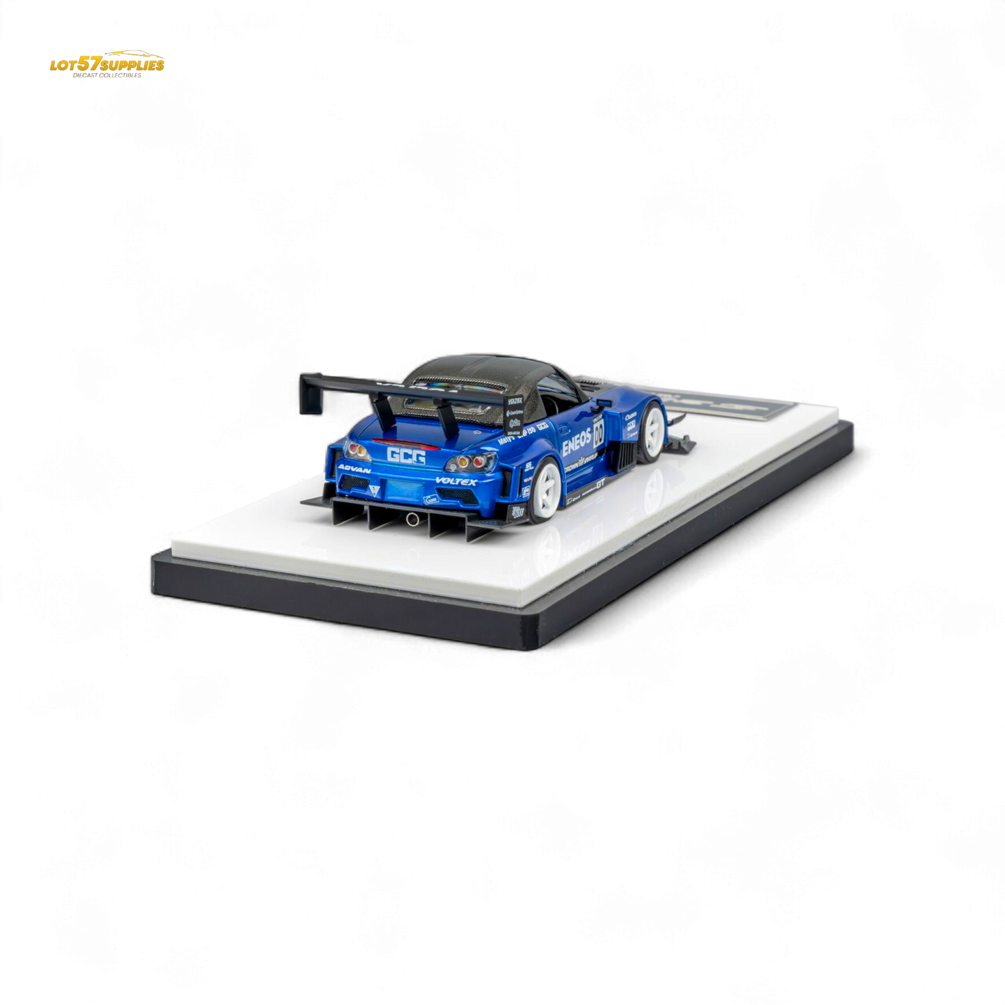 Candy blue Honda MicroTurbo S2000 diecast model with ENEOS #00 TOP FUEL livery, 1:64 scale from Lot57Supplies Diecast Shop.