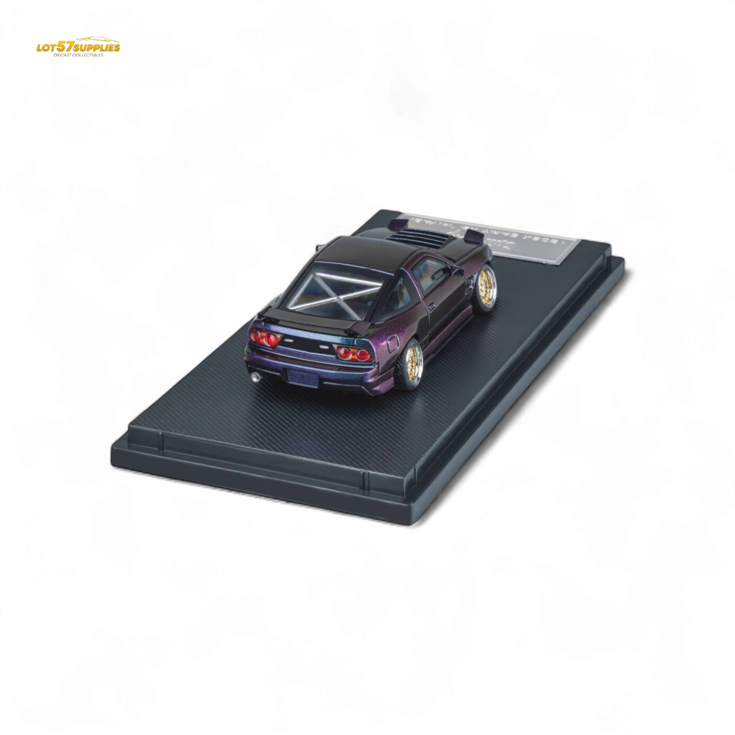 Purple chameleon Nissan MicroTurbo 180SX diecast model by Lot57Supplies, detailed 1:64 scale collectible car.