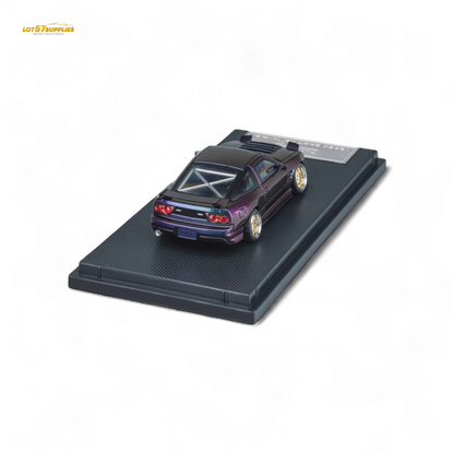 Purple chameleon Nissan MicroTurbo 180SX diecast model by Lot57Supplies, detailed 1:64 scale collectible car.