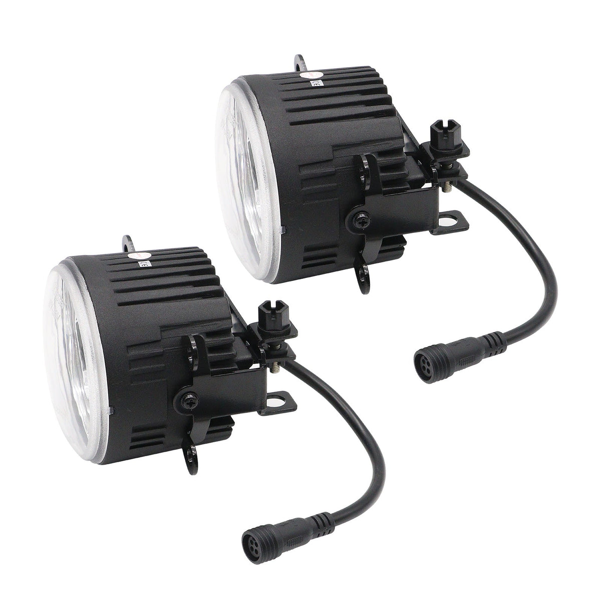 JDMuscle LED fog light housings with halo DRL for 2015-2021 WRX, STI, 2013+ BRZ, FT86, and 2014+ Forester vehicles.
