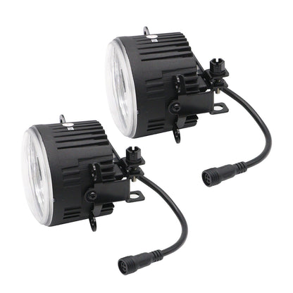 JDMuscle LED fog light housings with halo DRL for 2015-2021 WRX, STI, 2013+ BRZ, FT86, and 2014+ Forester vehicles.