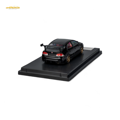 Black Honda Microturbo FD2 diecast model by J'S Racing, detailed metallic finish, 1:64 scale, from Lot57Supplies Diecast Shop.