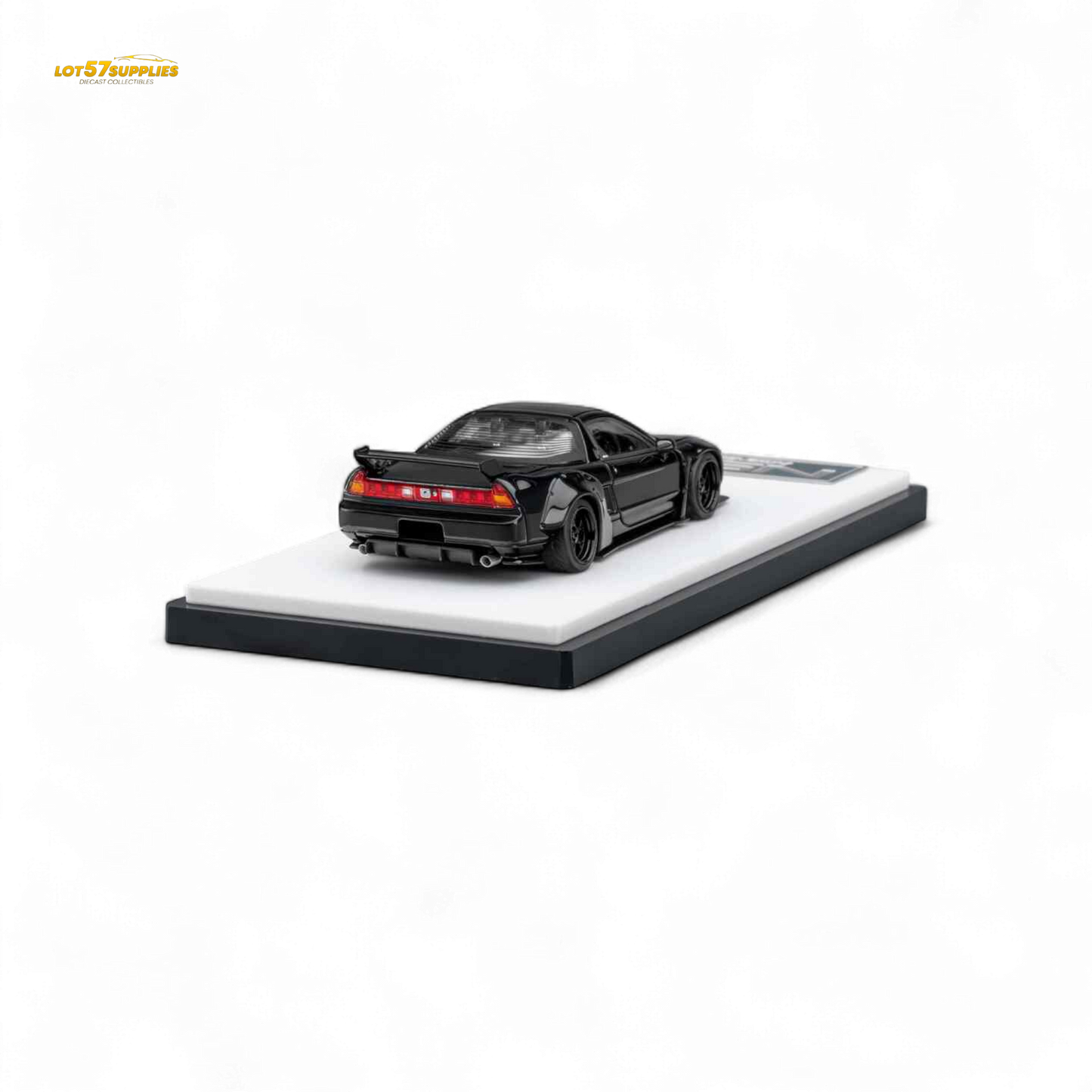 Gloss black Honda Microturbo NSX-R WideBody 1:64 diecast model car with detailed exterior, from Lot57Supplies Diecast Shop.