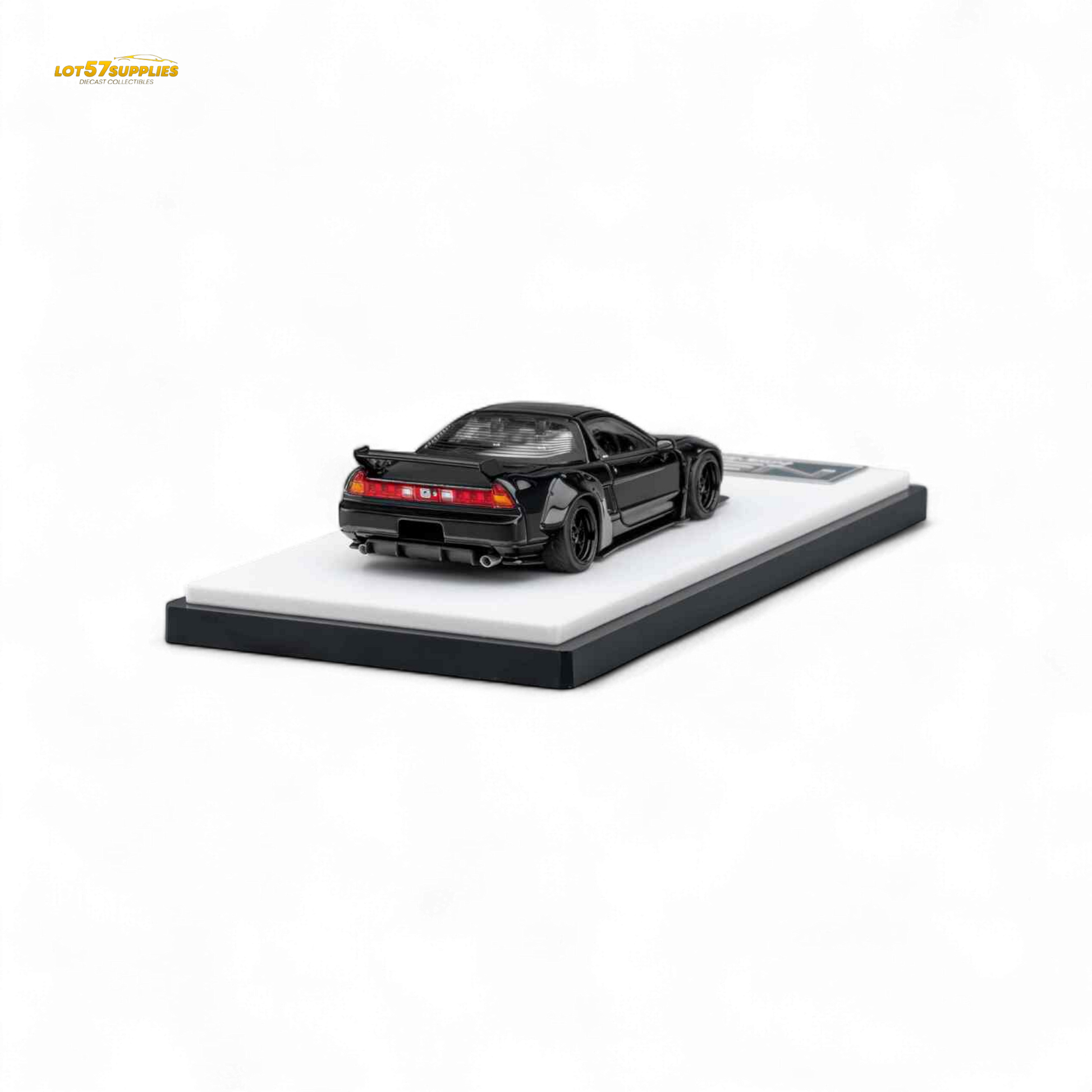 Gloss black Honda Microturbo NSX-R WideBody 1:64 diecast model car with detailed exterior, from Lot57Supplies Diecast Shop.