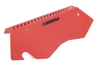 Red Perrin belt pulley cover for 2022-2025 Subaru WRX, JDMuscle high-quality engine accessory with bold red finish.