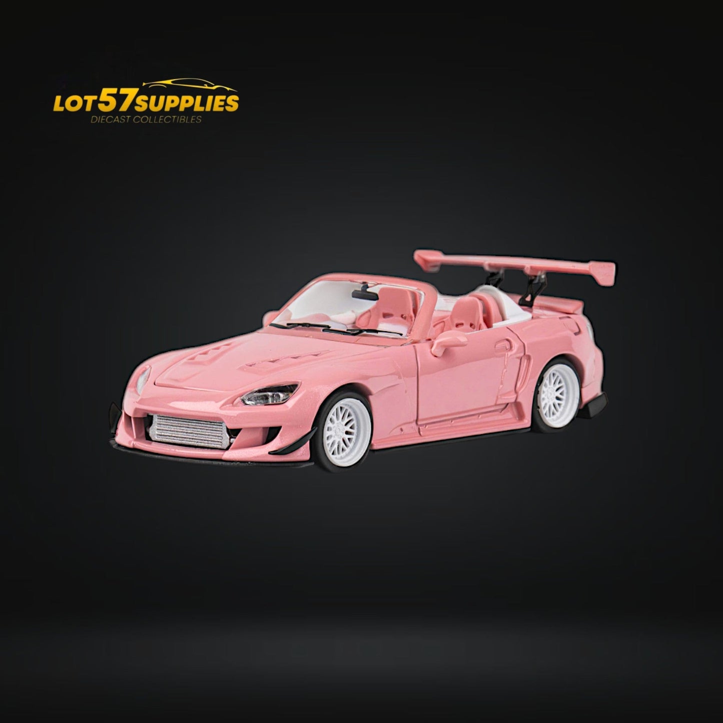 Pink Honda S2000 Microturbo diecast model with Rocket Bunny kit in 1:64 scale, detailed miniature car by Lot57Supplies Diecast Shop.