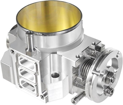 Silver 70mm billet aluminum throttle body for Honda Integra RSX DC5 and Civic Si EP3 by Speedzone Performance LLC.