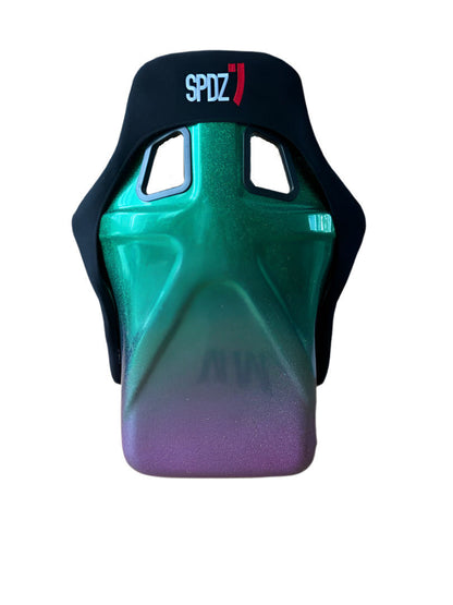 Speedzone Performance LLC SPDZ1 XL Legend Series color shift bucket seats with contoured design and vibrant finish.