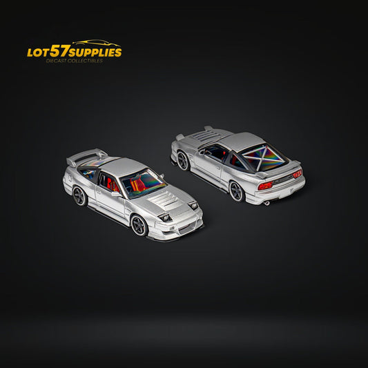 MicroTurbo Nissan 180SX Miyabi Metallic Silver 1:64 - Evergreen Kings