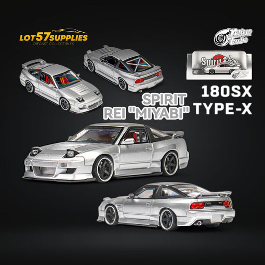 MicroTurbo Nissan 180SX Miyabi Metallic Silver 1:64 - Evergreen Kings