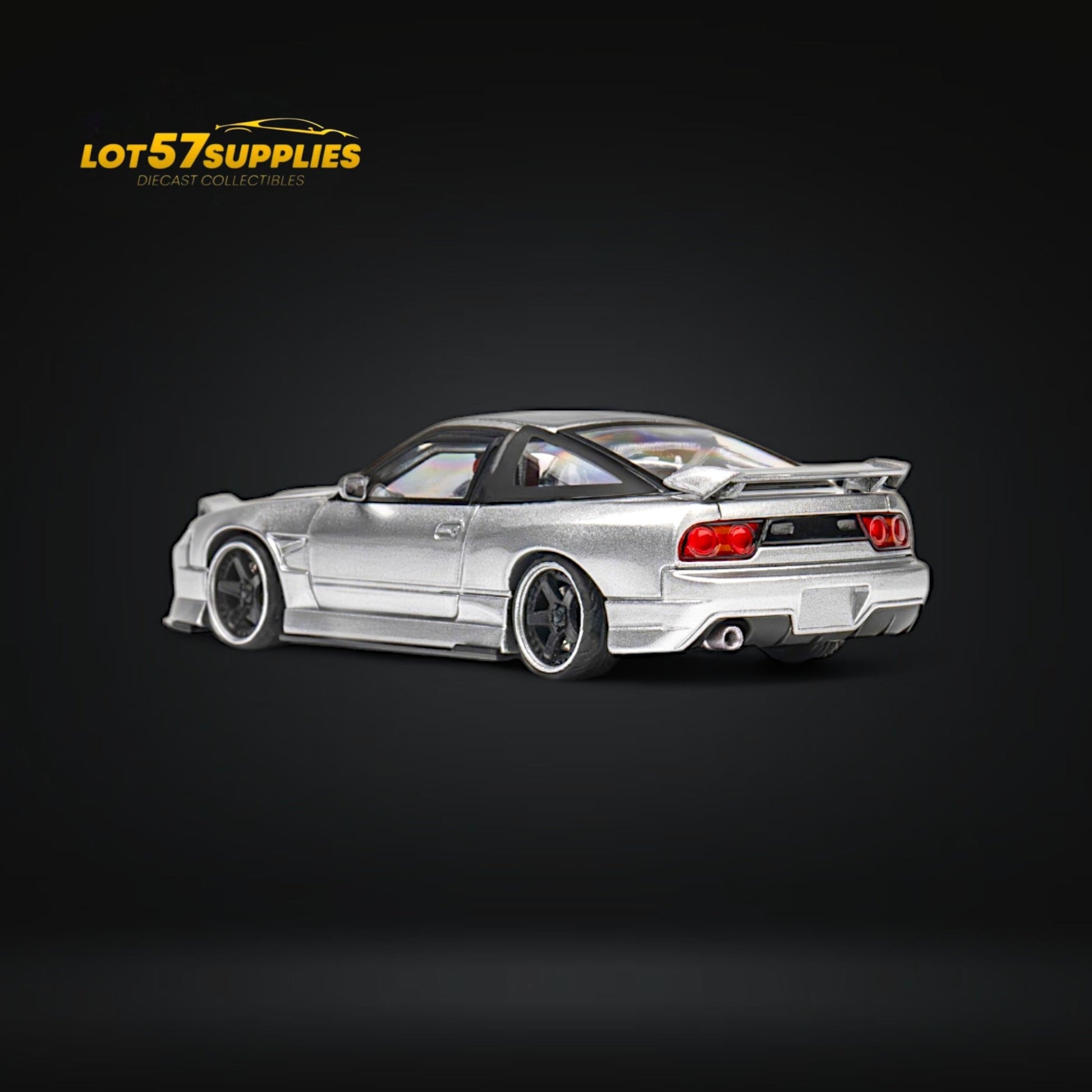 MicroTurbo Nissan 180SX Miyabi metallic silver diecast model car, detailed 1:64 scale Nissan vehicle by Lot57Supplies Diecast Shop