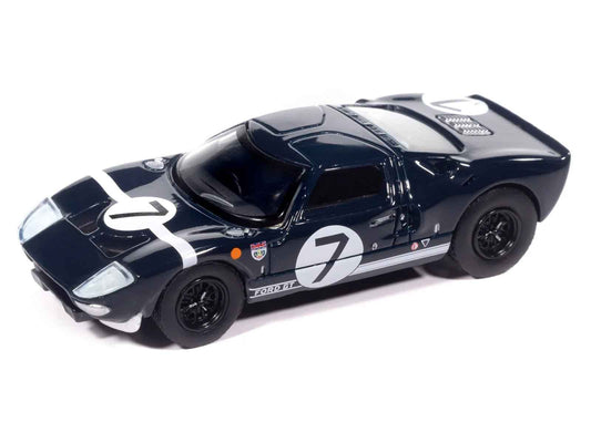 1965 Ford GT40 #7 Blue Black with White Stripes "Vintage Muscle" Series 1/64 Diecast Model Car by Auto World