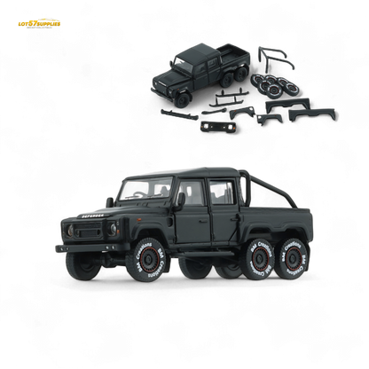 BM Creations Land Rover Defender 110 6x6 Matte Blk RHD 1:64 - Evergreen Kings
