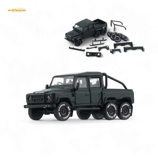 BM Creations Land Rover Defender 110 6x6 Matte Blk RHD 1:64 - Evergreen Kings