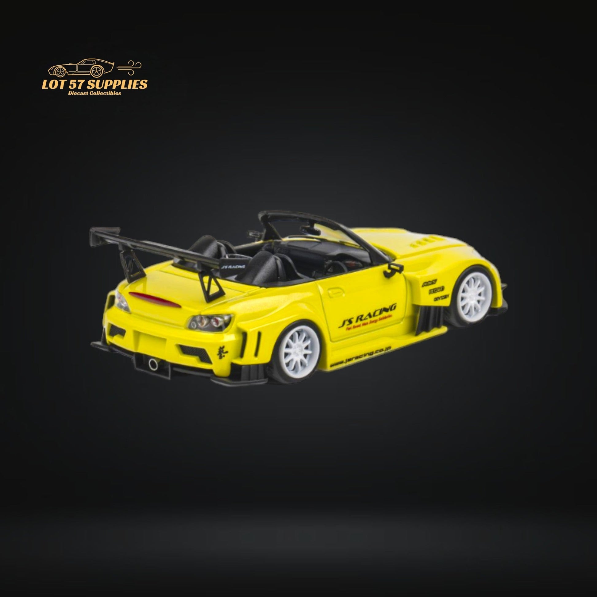 Yellow Pearl Honda S2000 JS Racing Microturbo diecast model in 1:64 scale, detailed miniature car from Lot57Supplies Diecast Shop