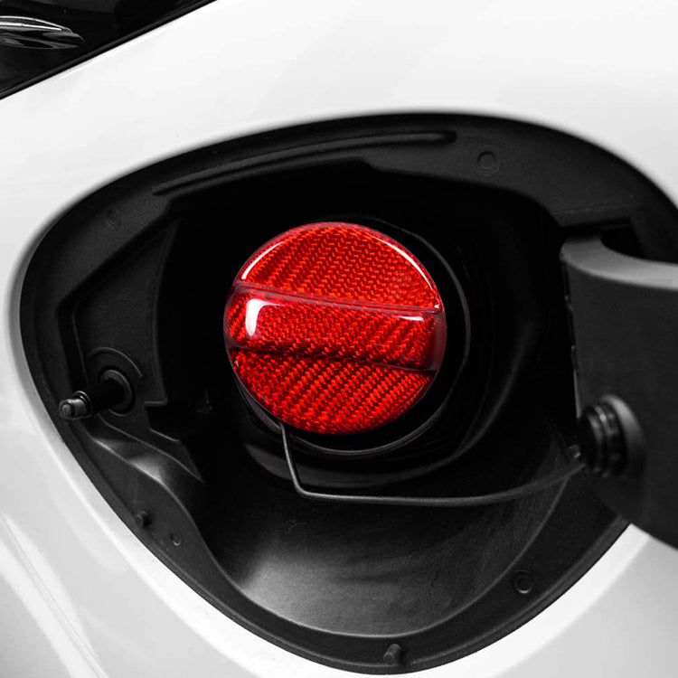 JDMuscle Tanso dry carbon fuel cap cover for Subaru WRX, BRZ, and Toyota GR86