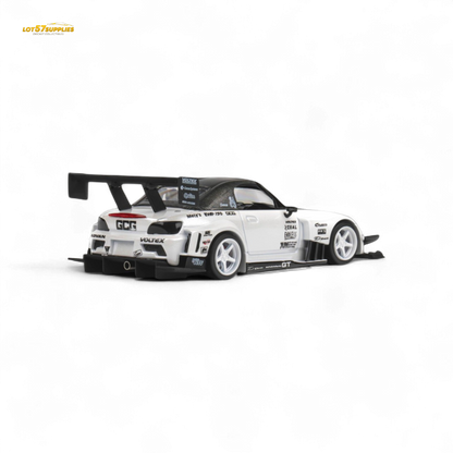 Metallic white Honda S2000 microturbo diecast car in 1:64 scale, detailed model from Lot57Supplies Diecast Shop.