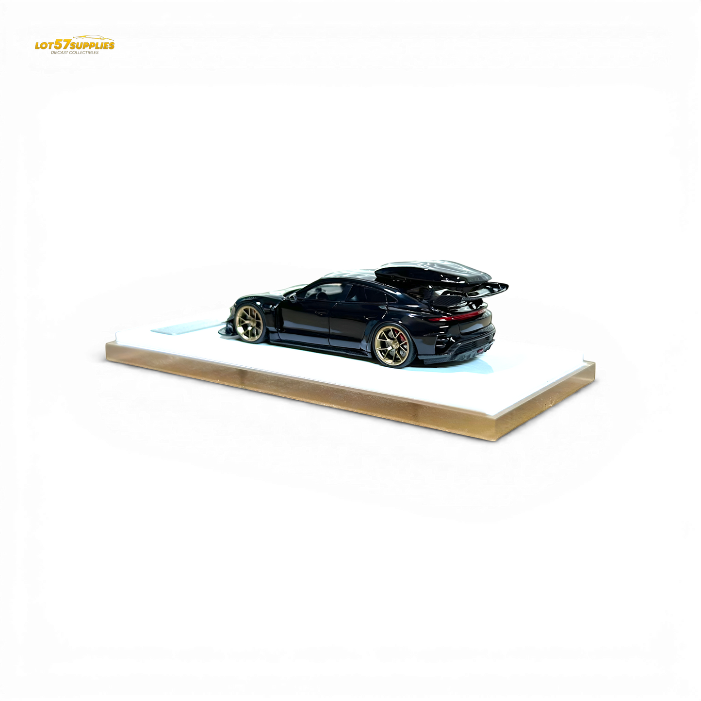 Diecast 1:64 Porsche Taycan in black with roof box, detailed model by Lot57Supplies Diecast Shop