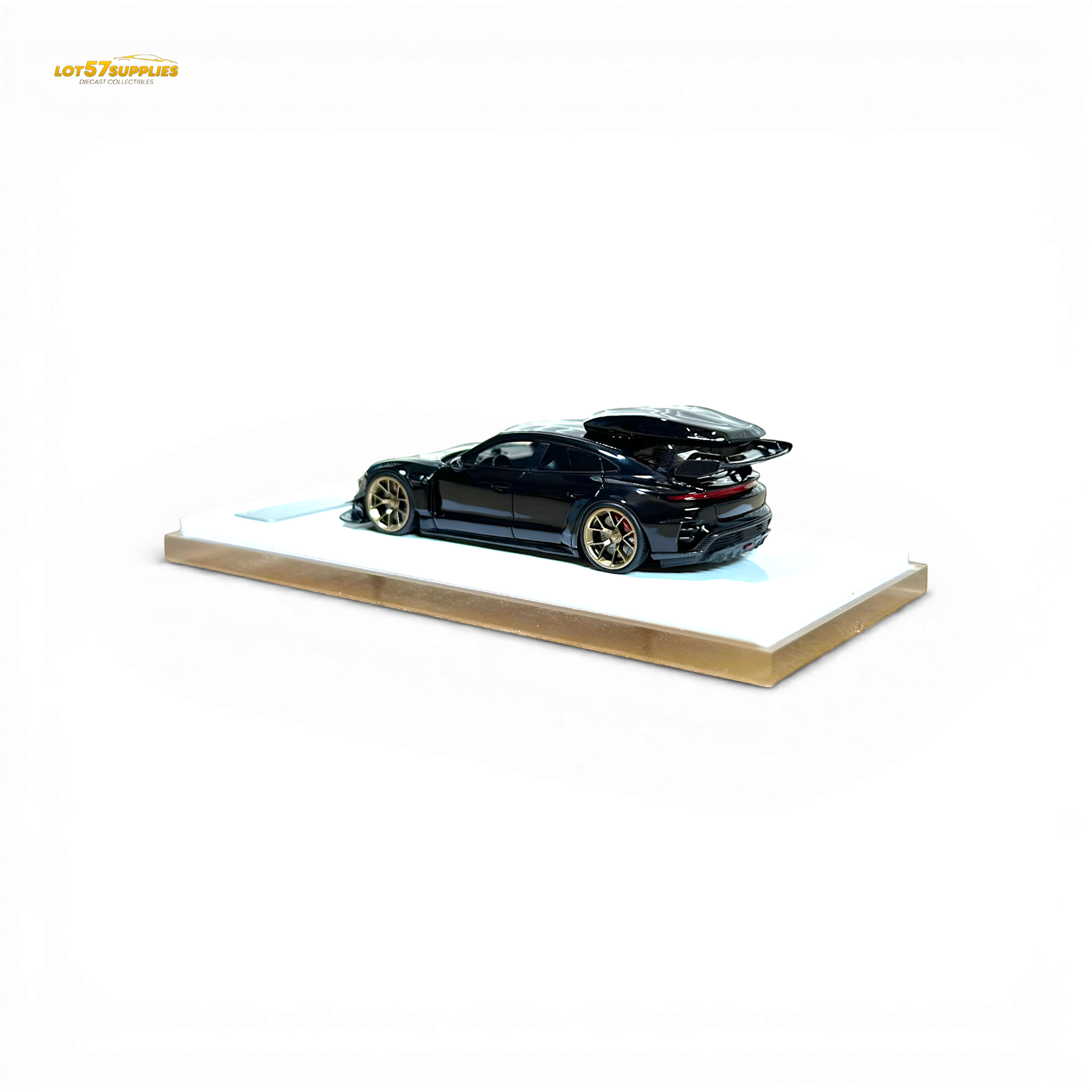 Diecast 1:64 Porsche Taycan in black with roof box, detailed model by Lot57Supplies Diecast Shop