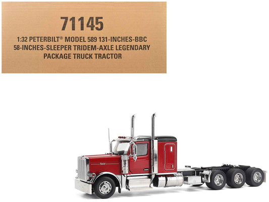 Peterbilt 589 Tridem-Axle Legendary Package Truck Tractor with 58" Sleeper Legendary Red "Transport Series" 1/32 Diecast Model by Diecast Masters