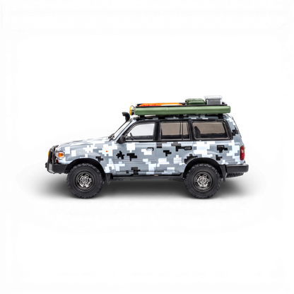 GCD Toyota Land Cruiser LC80 Digital Camouflage - Accessories Included 1:64 - Evergreen Kings